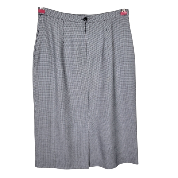 Kasper ASL Midi Skirt Suit 10 Black White Houndstooth Double Breasted Jabot - Picture 6 of 10